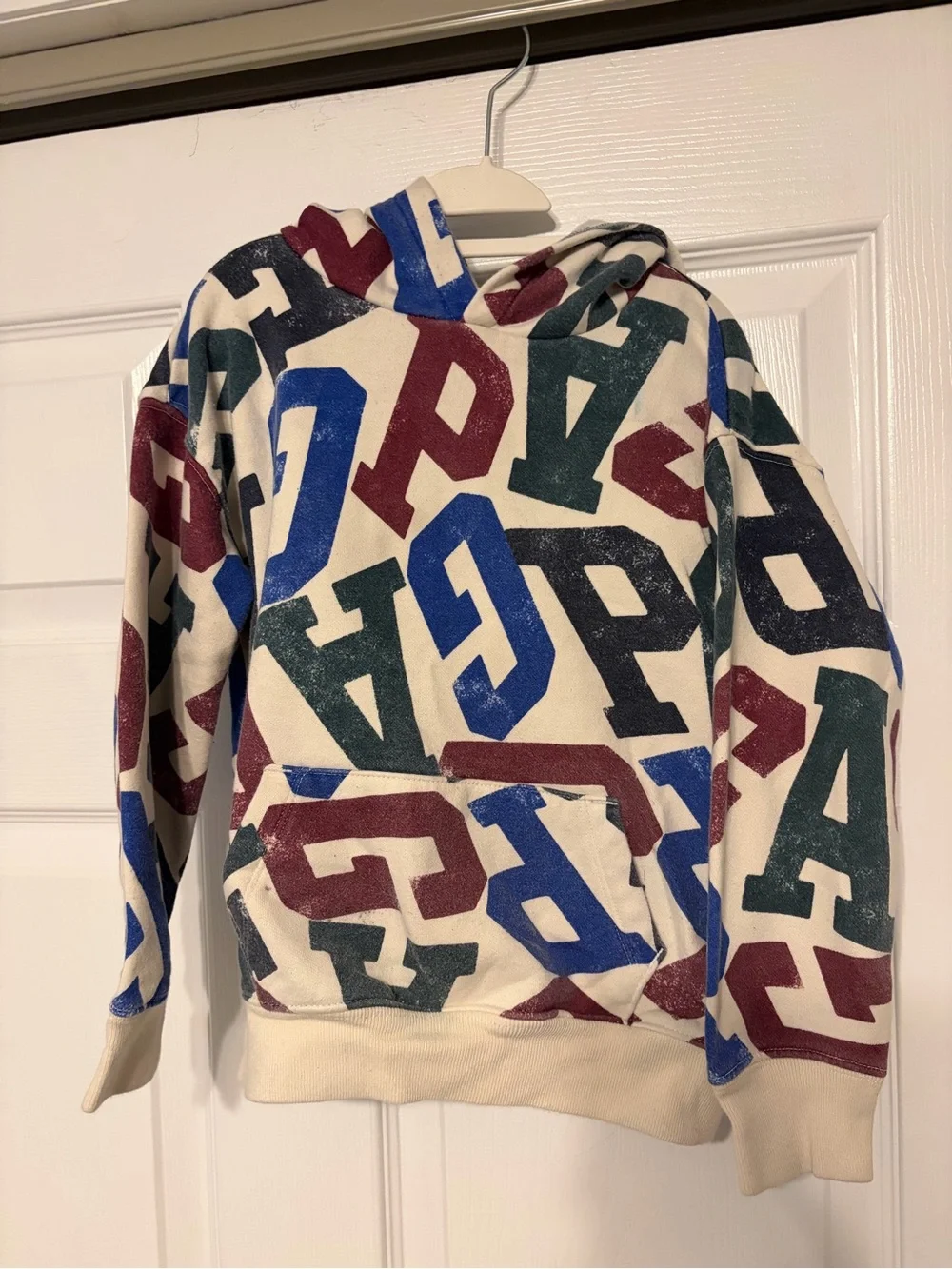 GAP Kids Logo Print Pullover Hoodie | Cream Multicolor | Kids